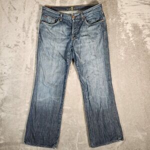 7 For All Mankind Jeans Men's 35X30 (Tag 33) Blue "A" Pocket Bootcut 718682‎